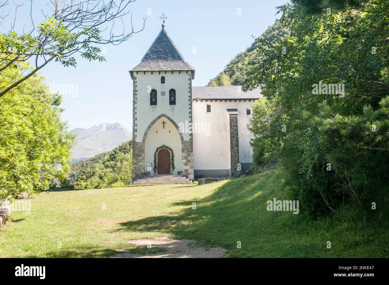 Ermita de Sta Elena presso il Forte di Santa Elena, Pirenei, provincia di Huesca, Aragona, Spagna Foto Stock