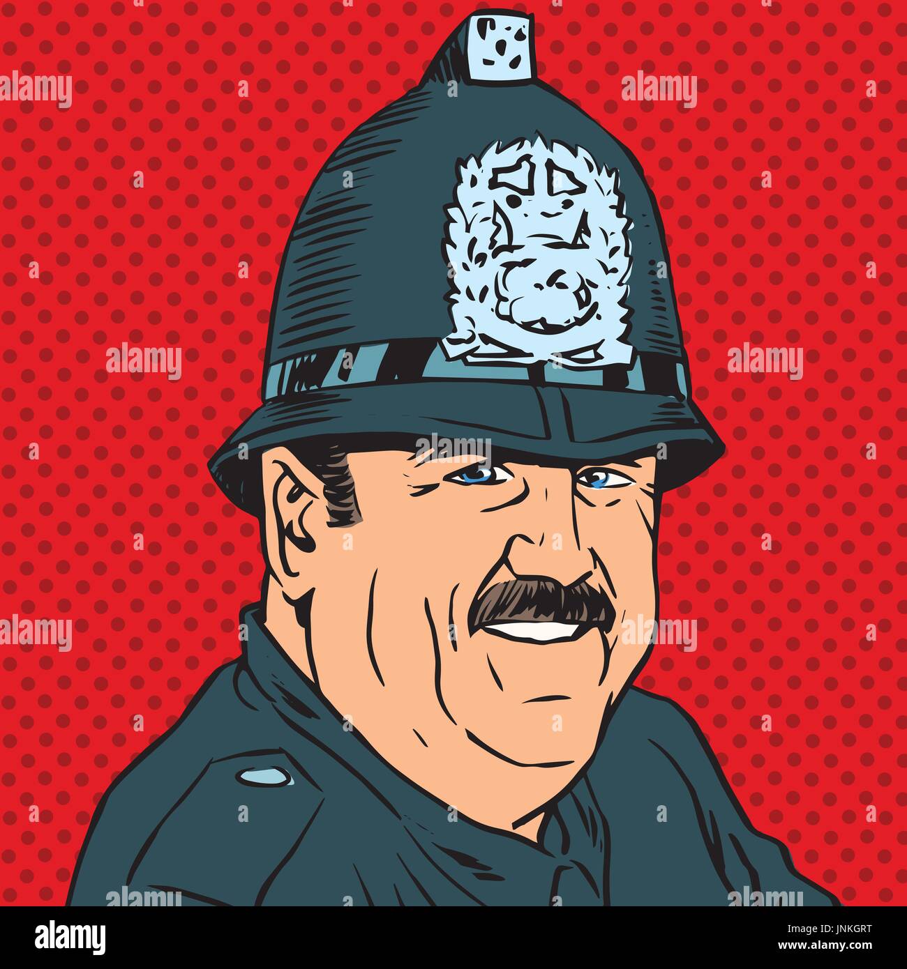 Avatar ritratto di una polizia britannica officer. La Pop art retrò illustrazione vettoriale Illustrazione Vettoriale