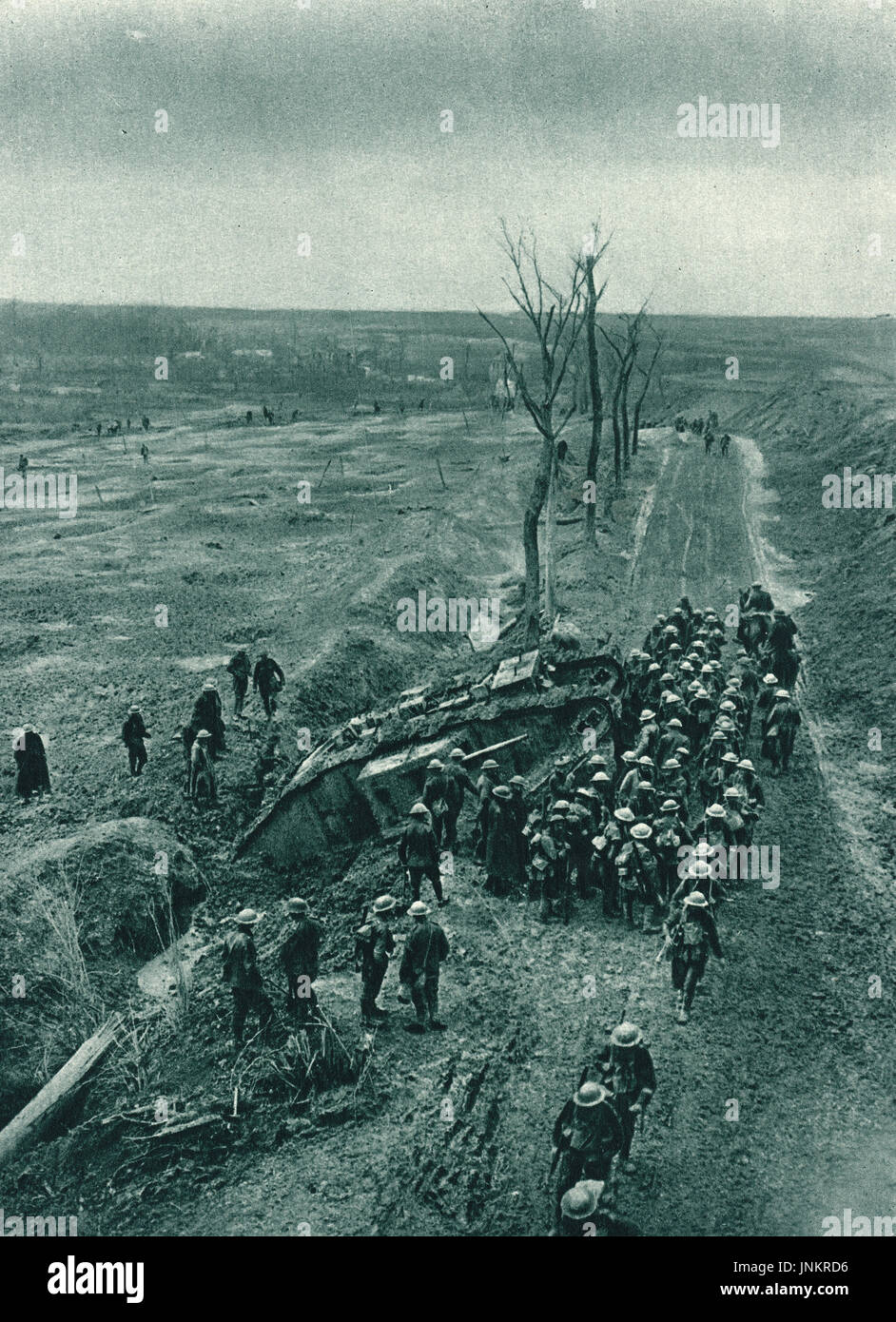 Serbatoio britannici bloccati nel fango, Fampoux, 1917 Foto Stock