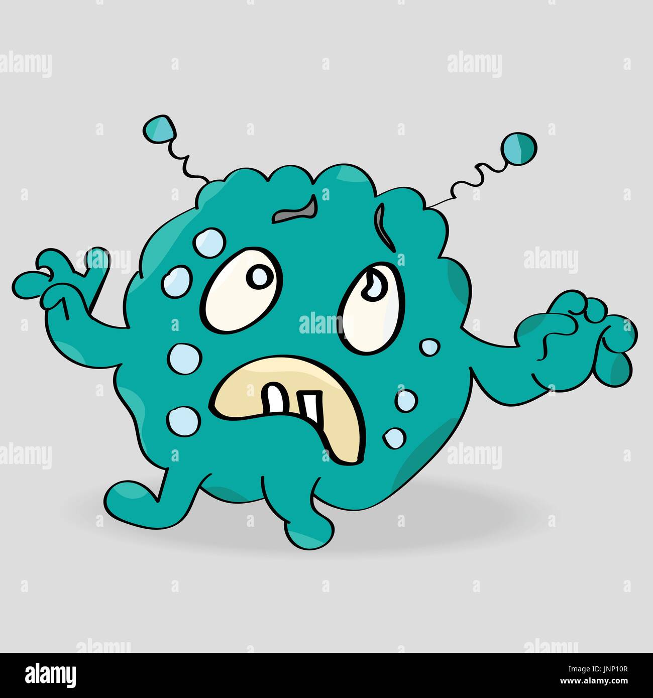 Funny Cartoon mostro verde su sfondo grigio Illustrazione Vettoriale