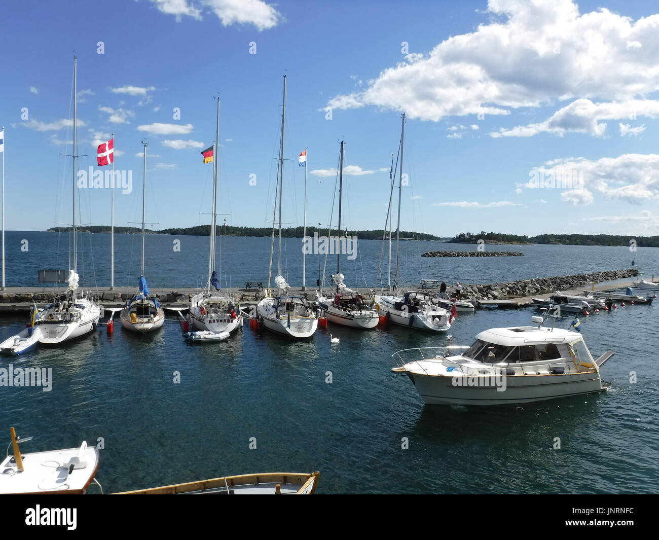 Marina de FYRUDDEN Fyrudden Marina con barche ormeggiate, Svezia Foto Stock