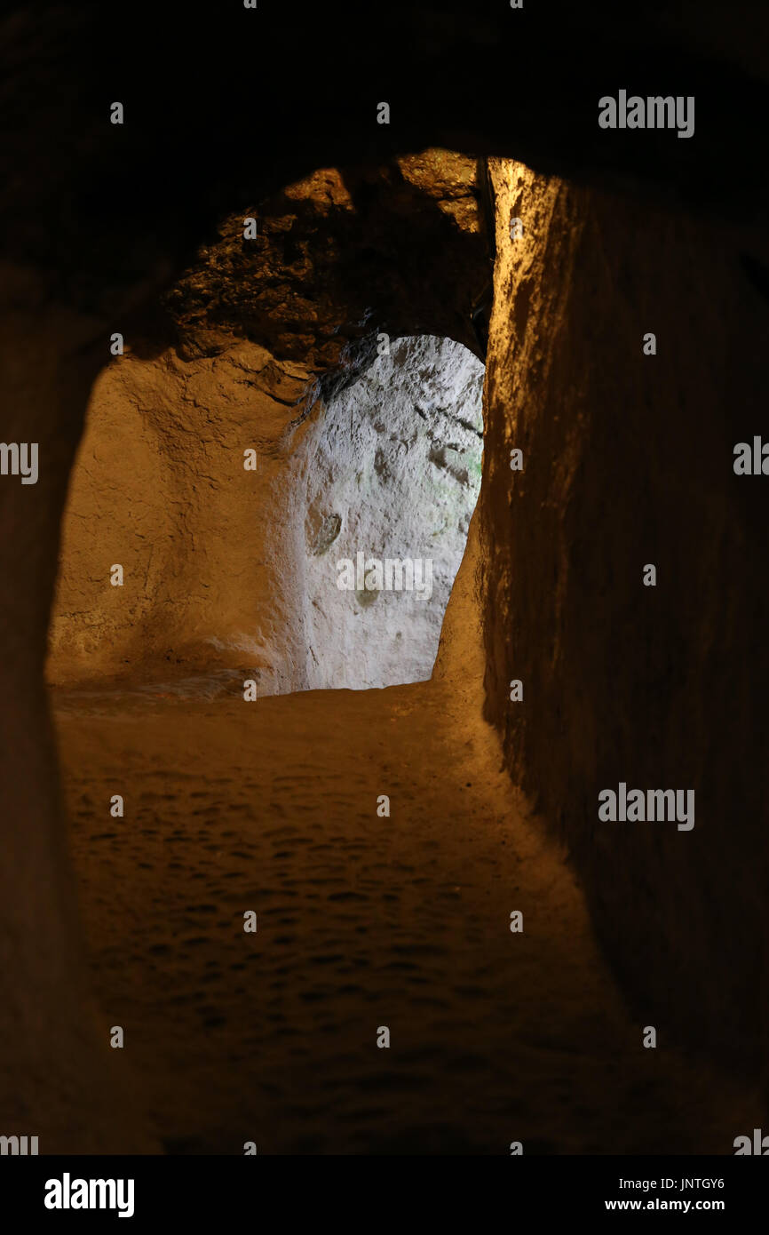 Ovaoren Città sotterranea in Cappadocia, Nevsehir, Turchia Foto Stock