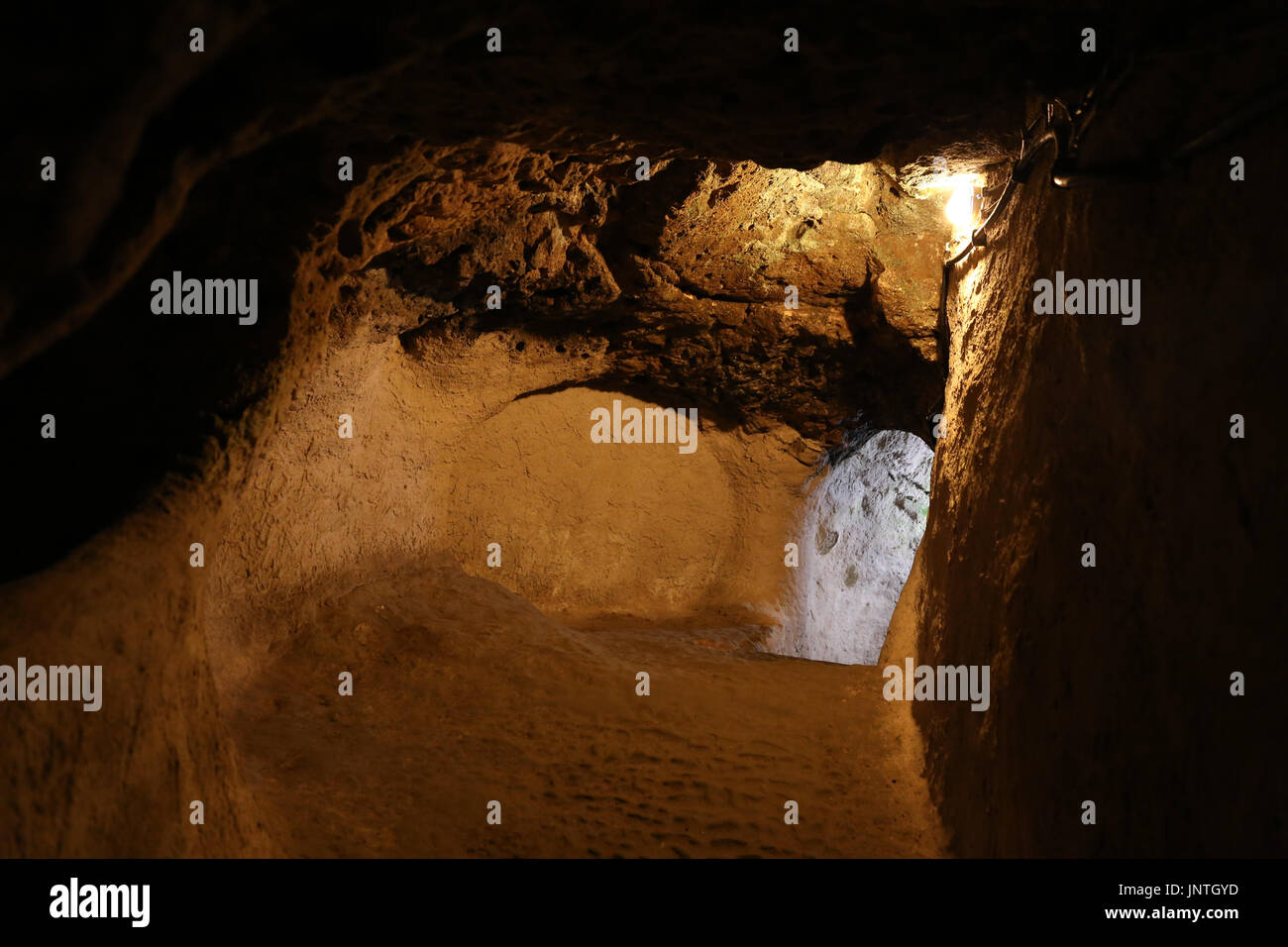 Ovaoren Città sotterranea in Cappadocia, Nevsehir, Turchia Foto Stock