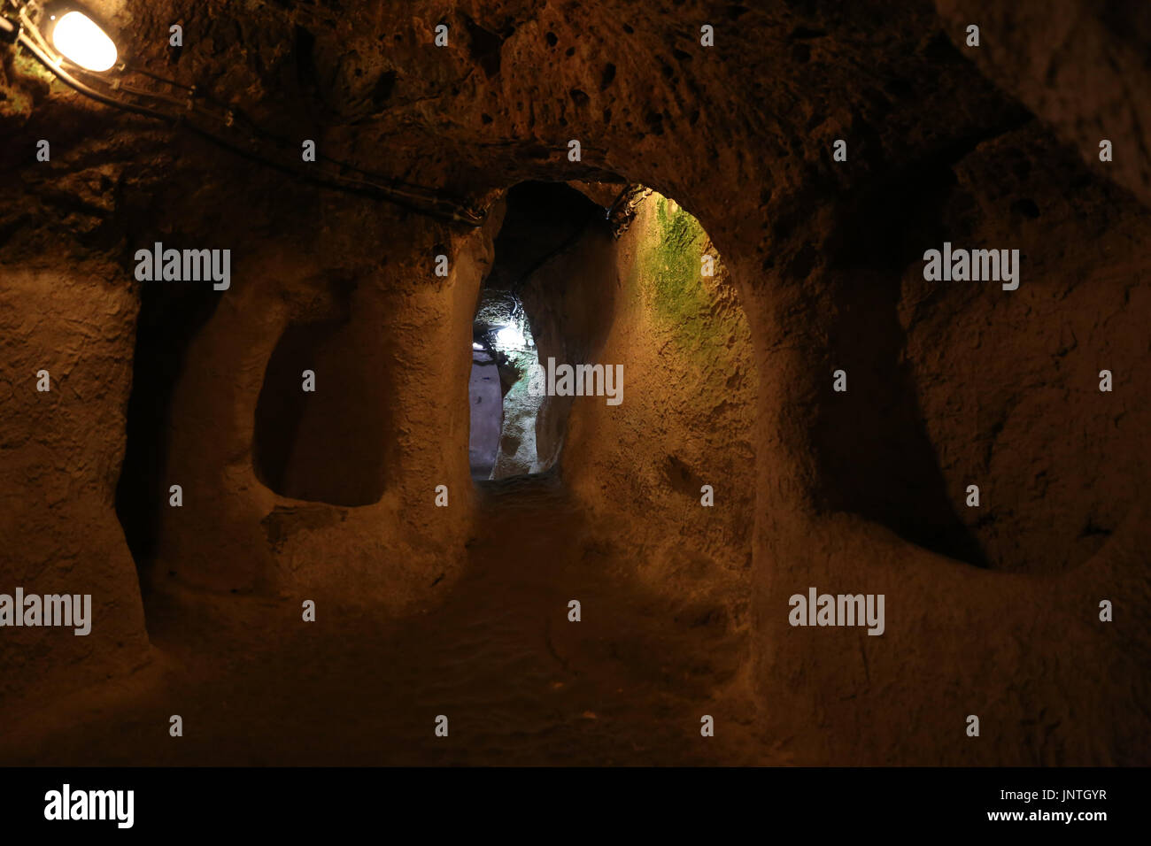 Ovaoren Città sotterranea in Cappadocia, Nevsehir, Turchia Foto Stock