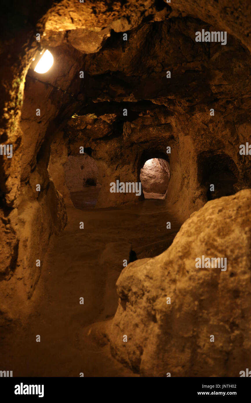 Ovaoren Città sotterranea in Cappadocia, Nevsehir, Turchia Foto Stock