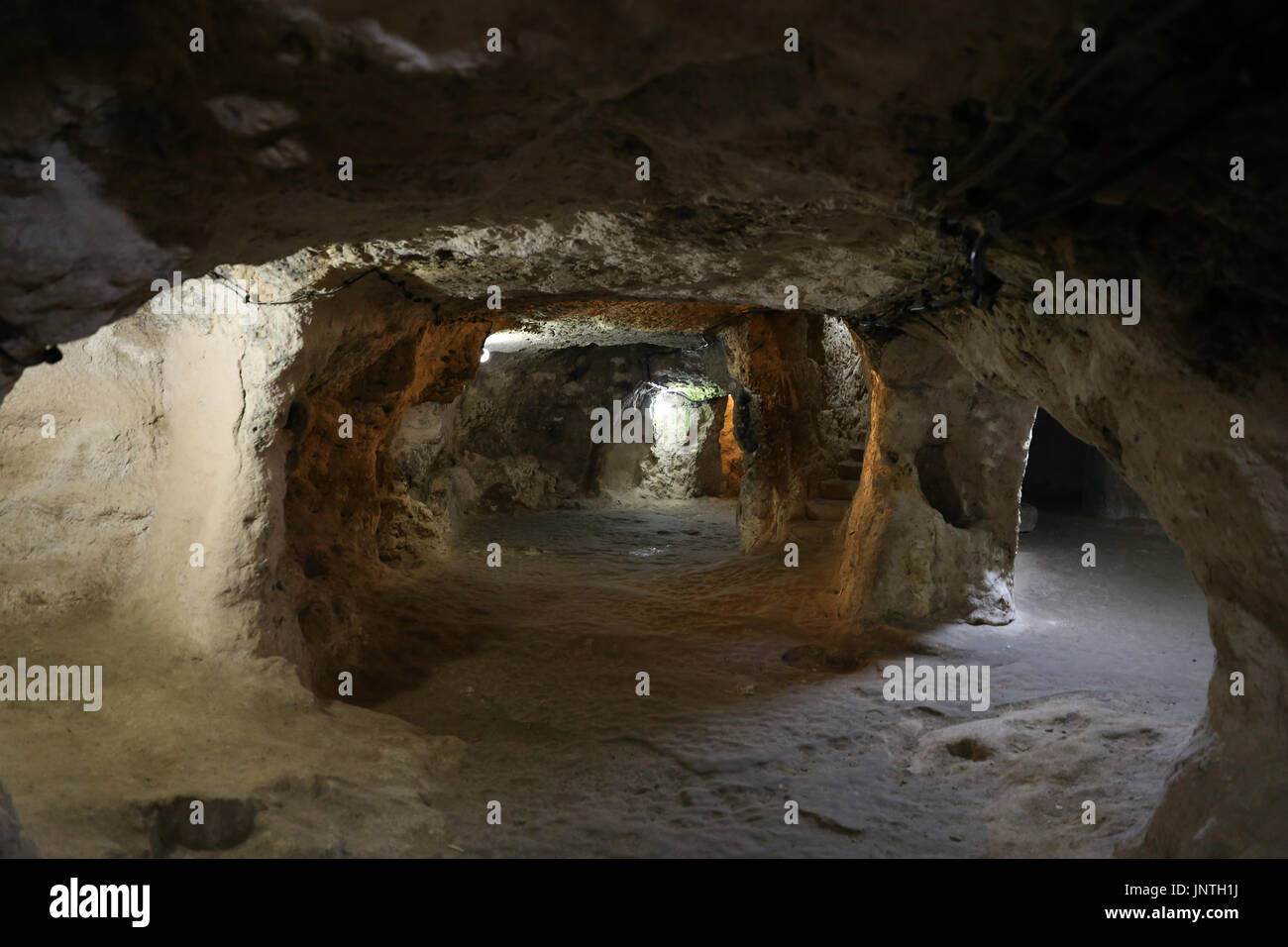 Ovaoren Città sotterranea in Cappadocia, Nevsehir, Turchia Foto Stock