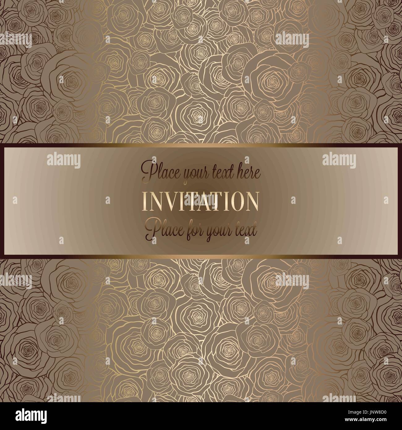 Sfondo Astratto Con Rose Lusso Beige E Oro Telaio Vintage