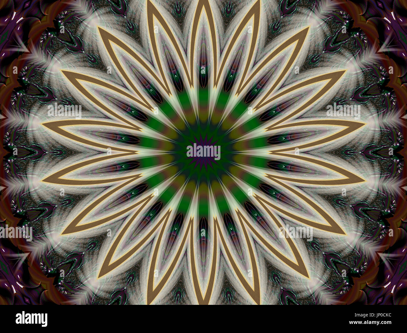 Verde e oro Caleidoscopio Star Foto Stock