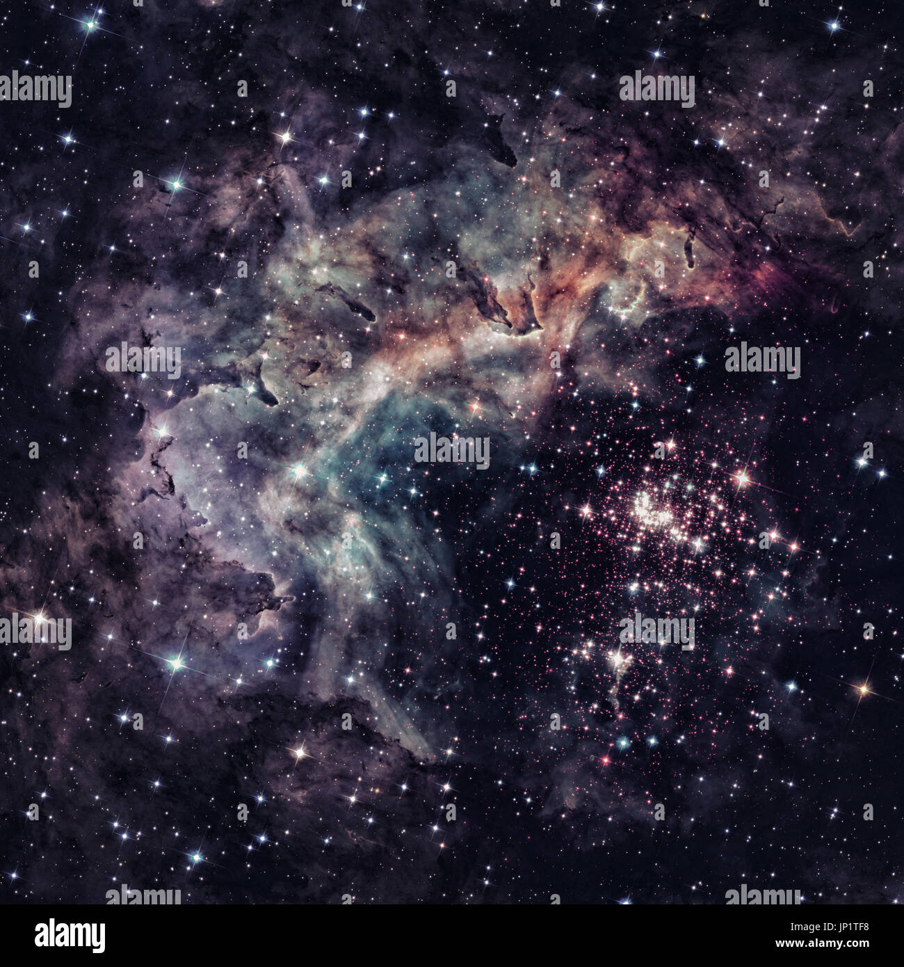 Westerlund 2 è un compatto oscurato giovane stella cluster nella Via Lattea. Super star cluster nella costellazione carina. Ritoccato immagine con piccoli fare Foto Stock