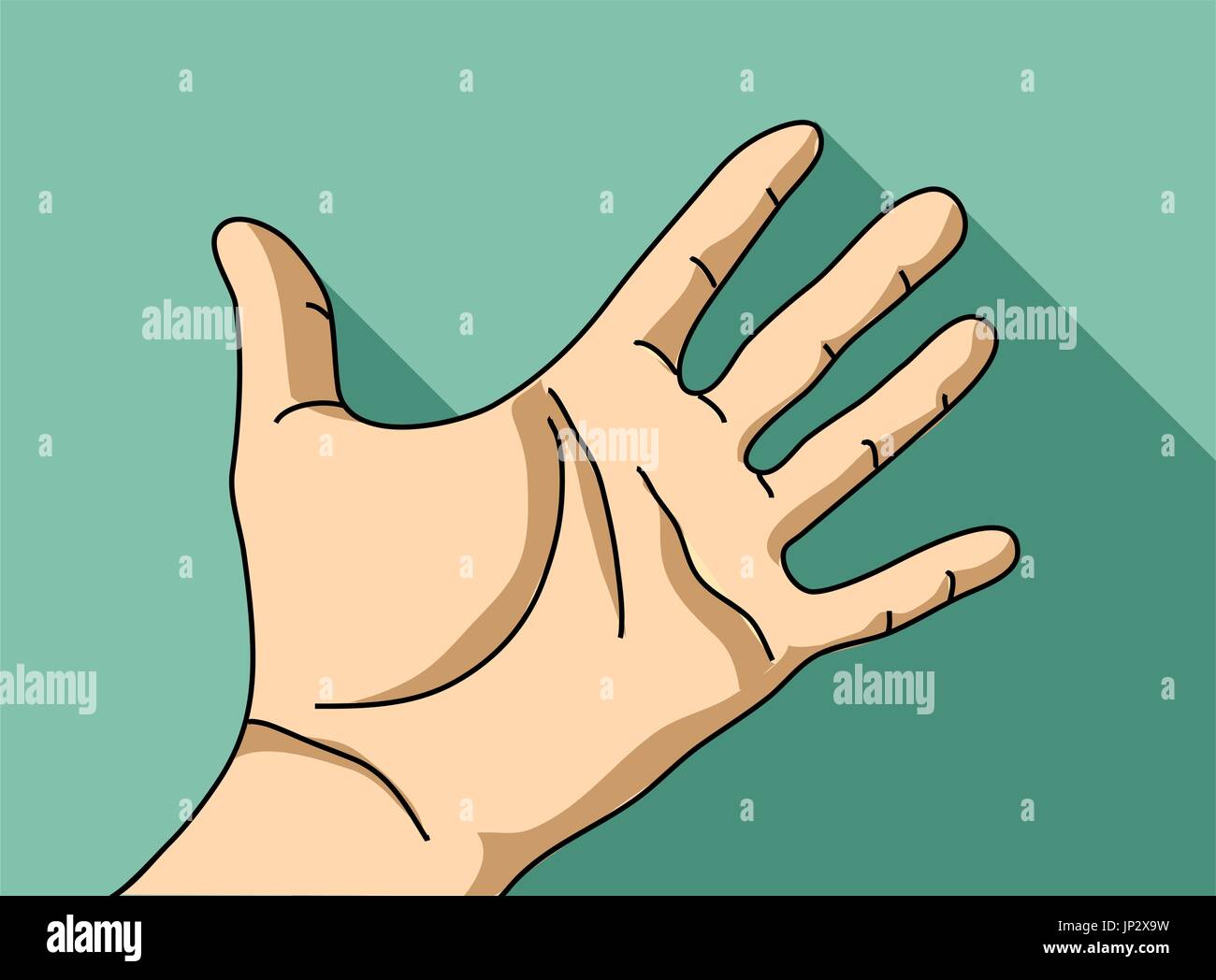 Palm mano mano piatta. Illustrazione Vettoriale