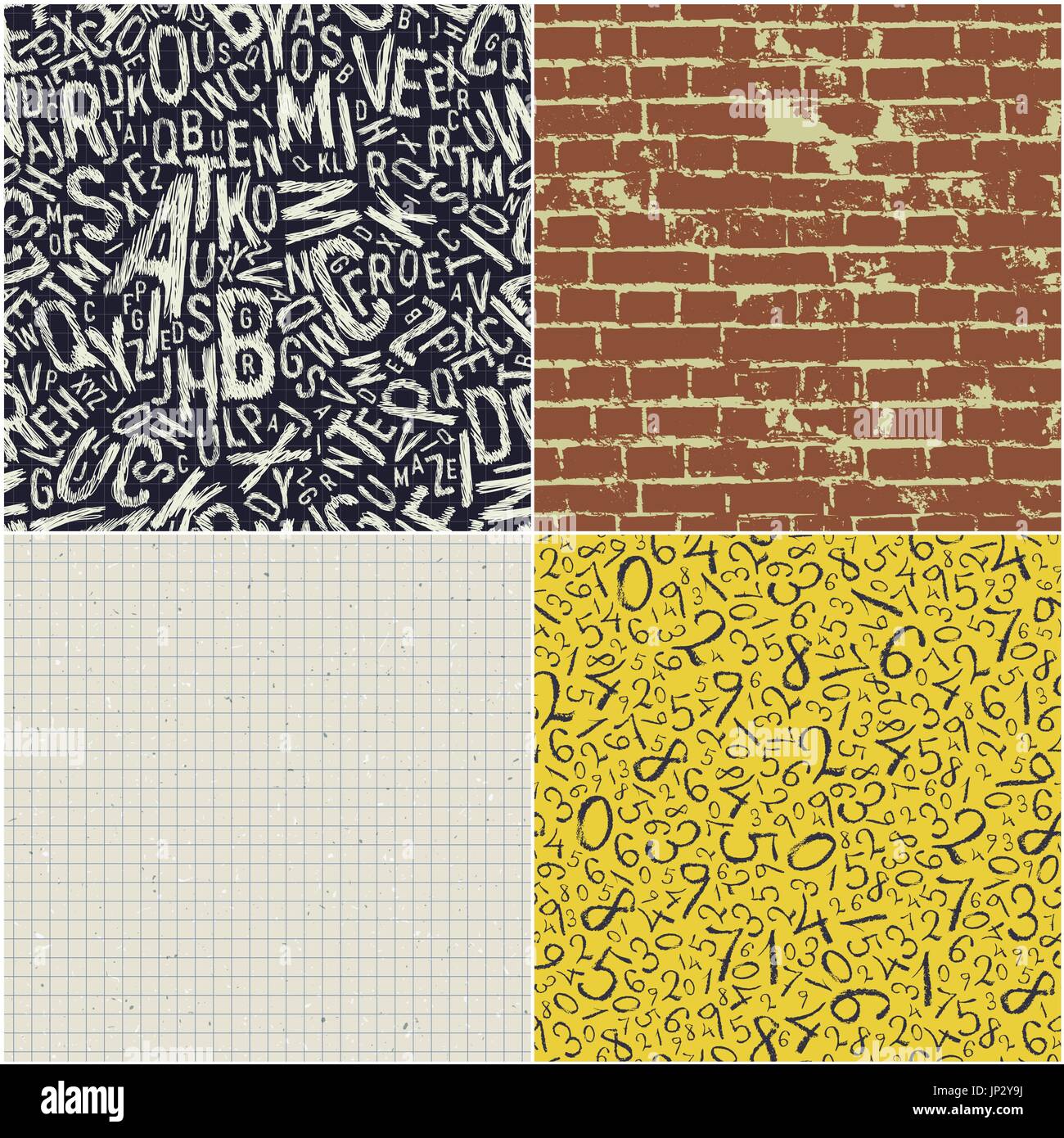 Quattro educational seamless patterns vettore collezione. Si torna a scuola sfondi insieme di vettore Illustrazione Vettoriale