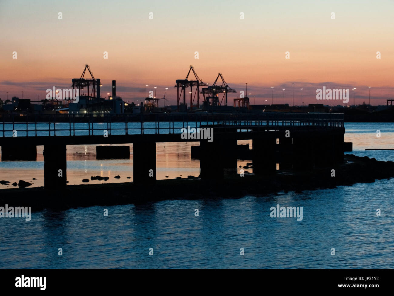 Vista sul Porto di Dublino dal Sud Parete Bull Harbour, Irlanda Foto Stock