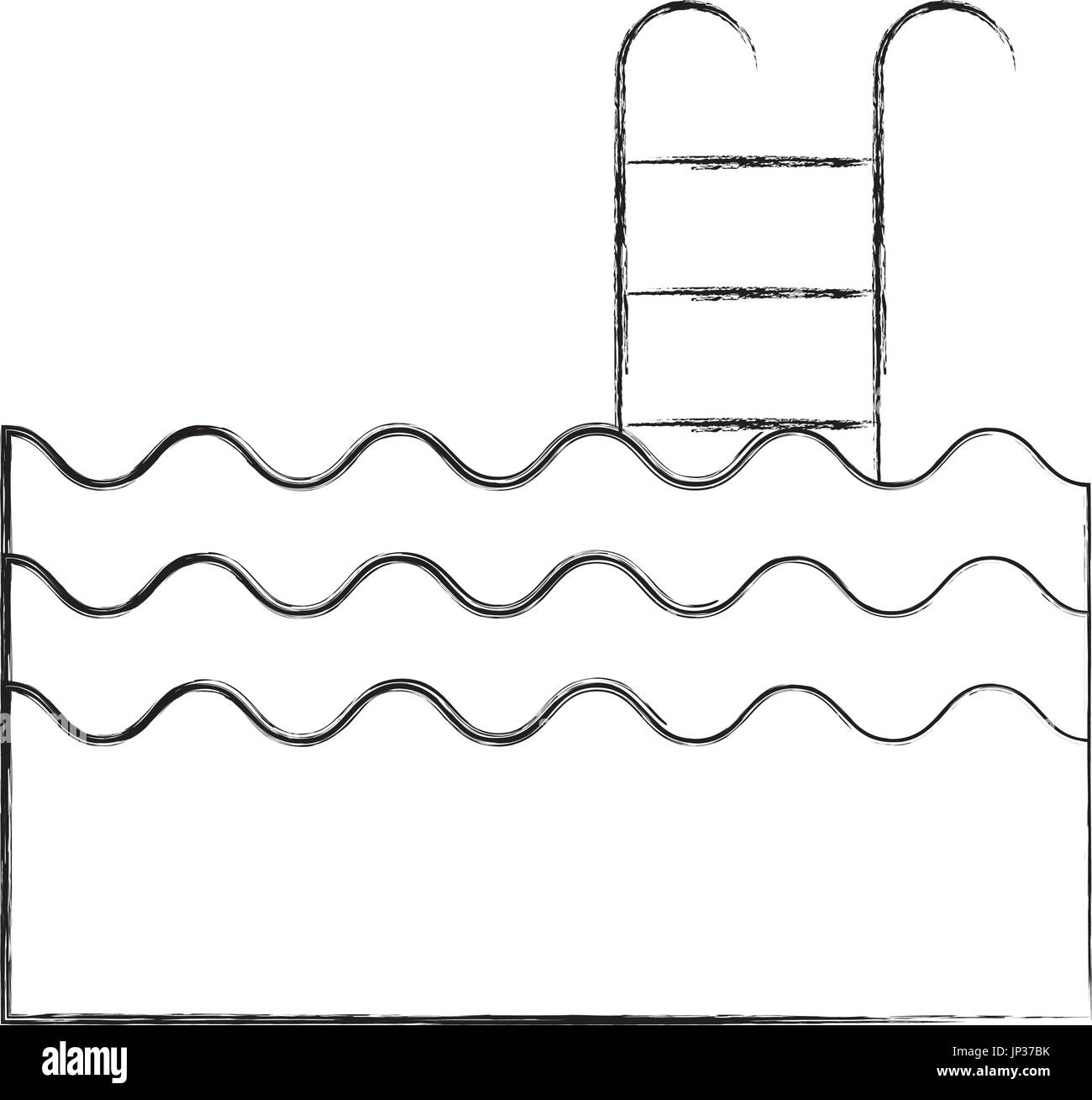 Piscina con icona di scale Illustrazione Vettoriale