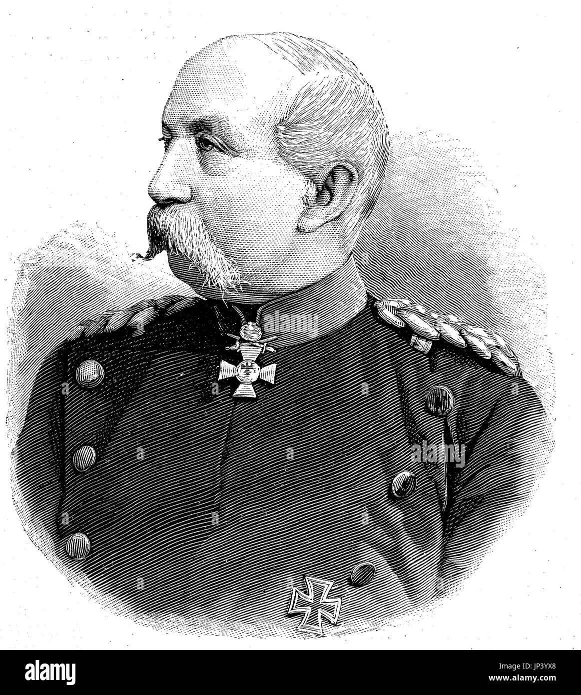 Gustav Adolf Oskar Wilhelm Freiherr von Meerscheidt-Huellessem, 15 Ottobre 1825 - 26 dicembre 1895, era un ufficiale prussiano, infine generale della fanteria, Germania, digitale Riproduzione migliorata di una xilografia la pubblicazione a partire dall'anno 1888 Foto Stock