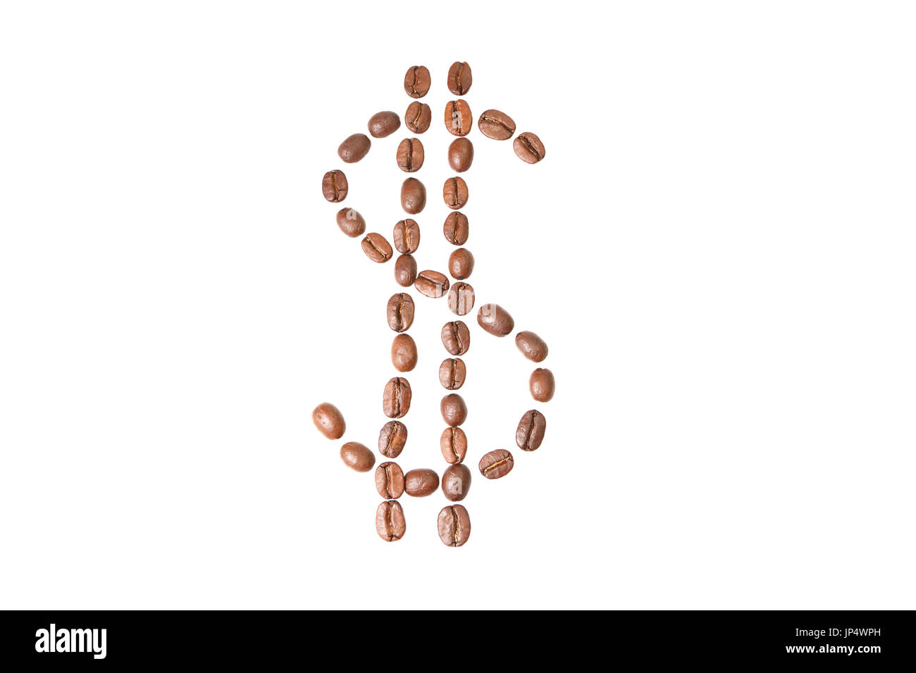 Il simbolo del dollaro fatto di chicchi di caffè Foto Stock