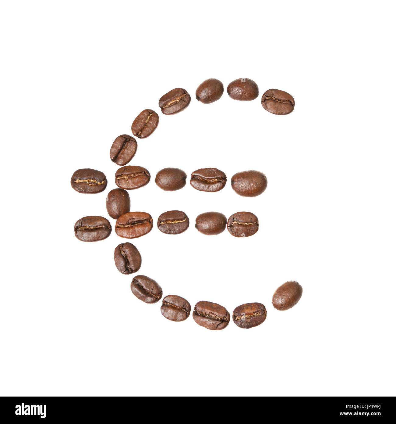 Simbolo Euro fatto di chicchi di caffè Foto Stock