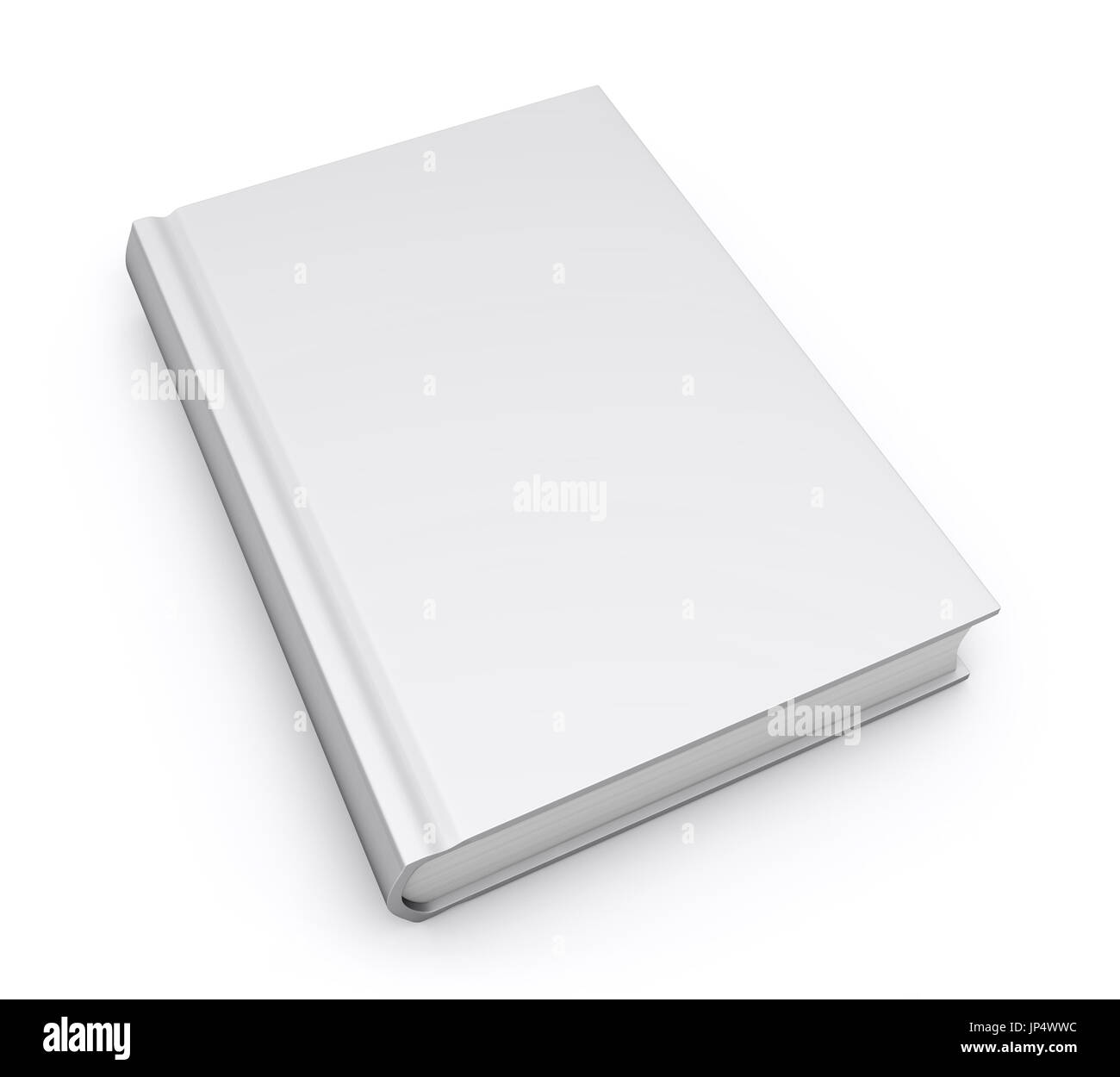 Prenota modello modello mockup con vuoto vuoto copertina rigida per promozionale marketing progettazione 3d'illustrazione su sfondo bianco. Foto Stock