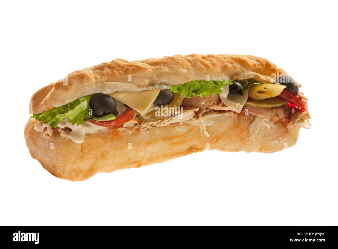 Deliziosa sub hoagie panino con carne e verdure Foto Stock