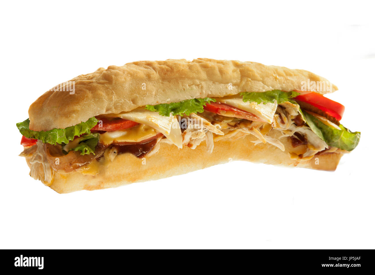 Grigliata di pollo triturati sub sandwich hoagie Foto Stock