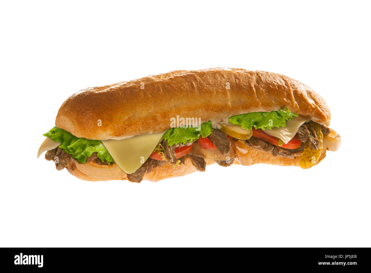 Sub hoagie sandwich isolati su sfondo bianco Foto Stock