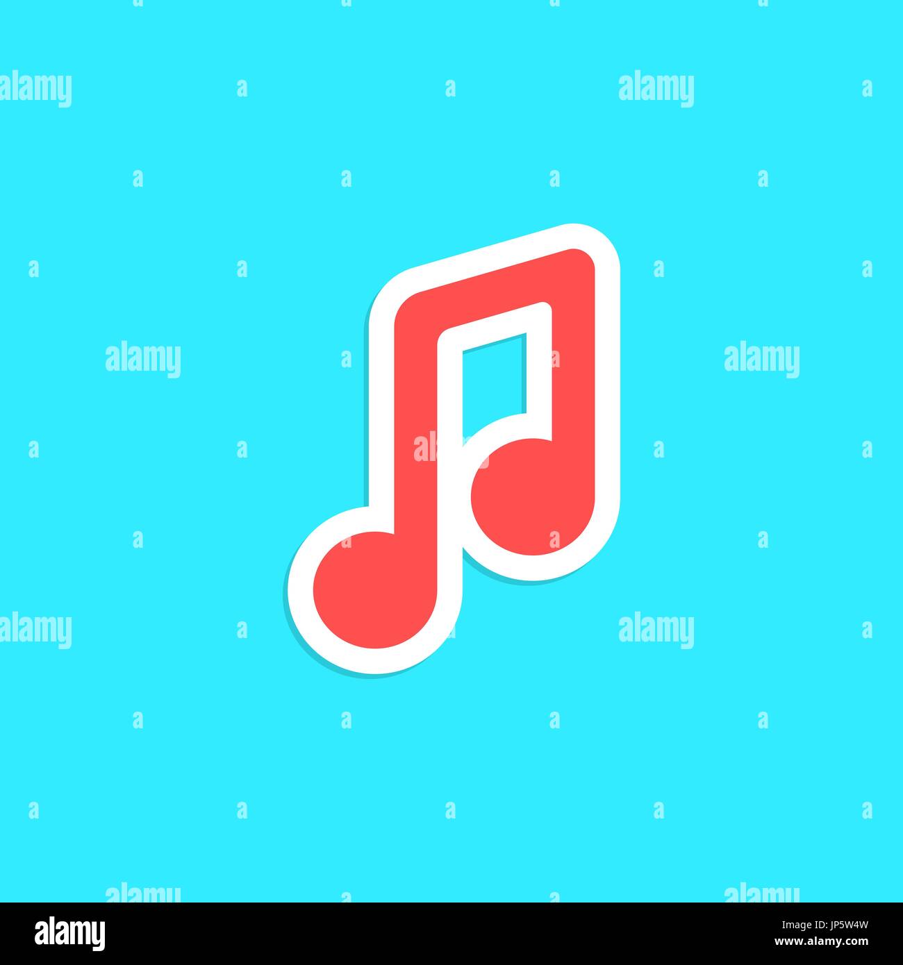 Rosso nota musicale di adesivo icone Illustrazione Vettoriale