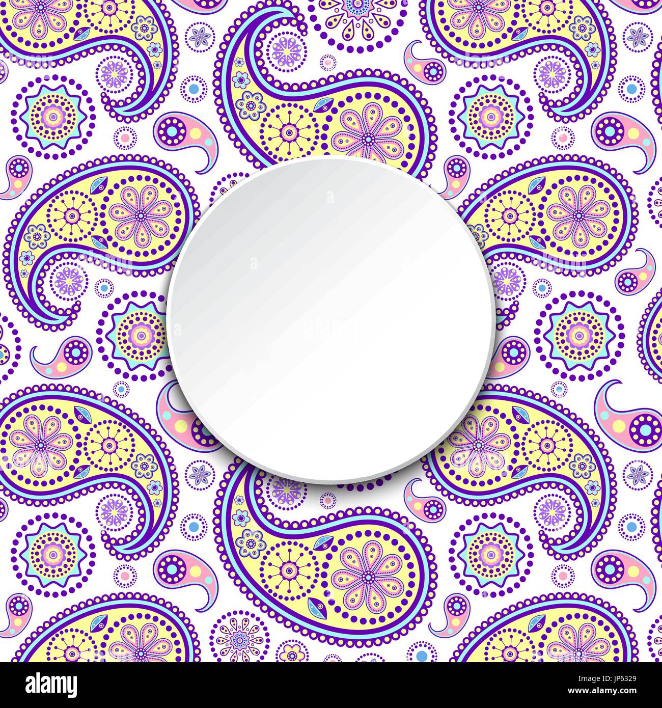 Scheda di invito con colorati paisley Illustrazione Vettoriale