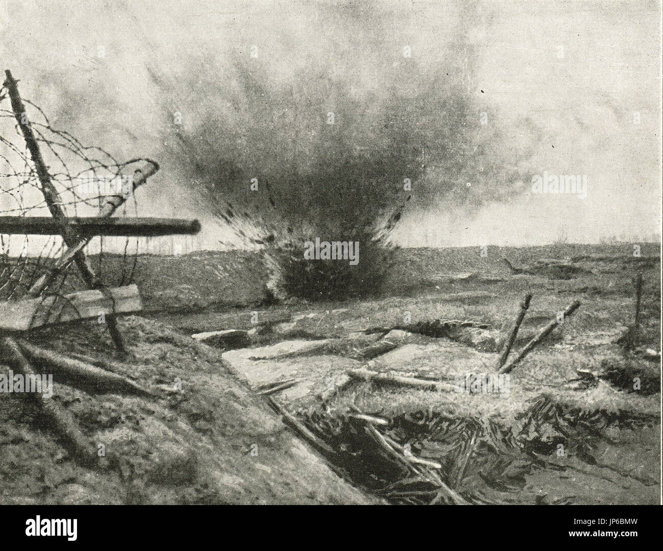 Bombardamenti tedeschi di linee Belga, 1917 Foto Stock