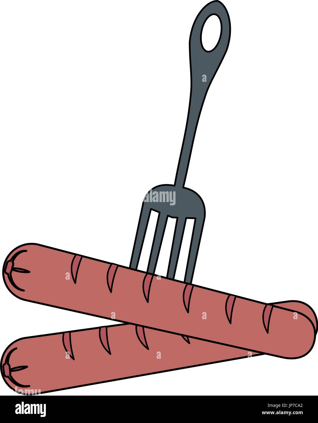 Grill salsicce arrostite icona Illustrazione Vettoriale