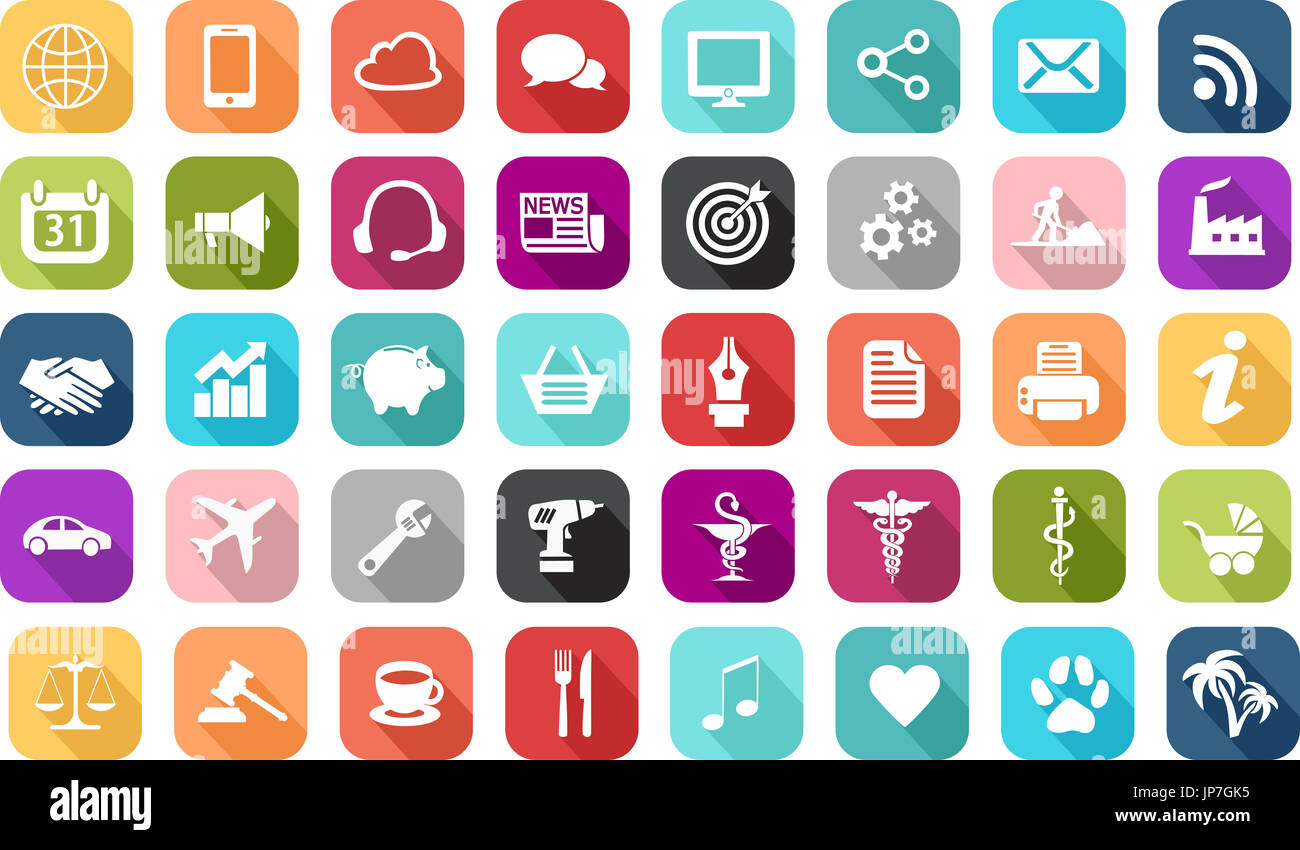 Colorate icone universali Foto Stock