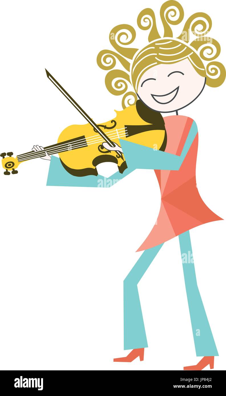 Una donna che suona il violino in piedi per un concerto o per piacere Illustrazione Vettoriale