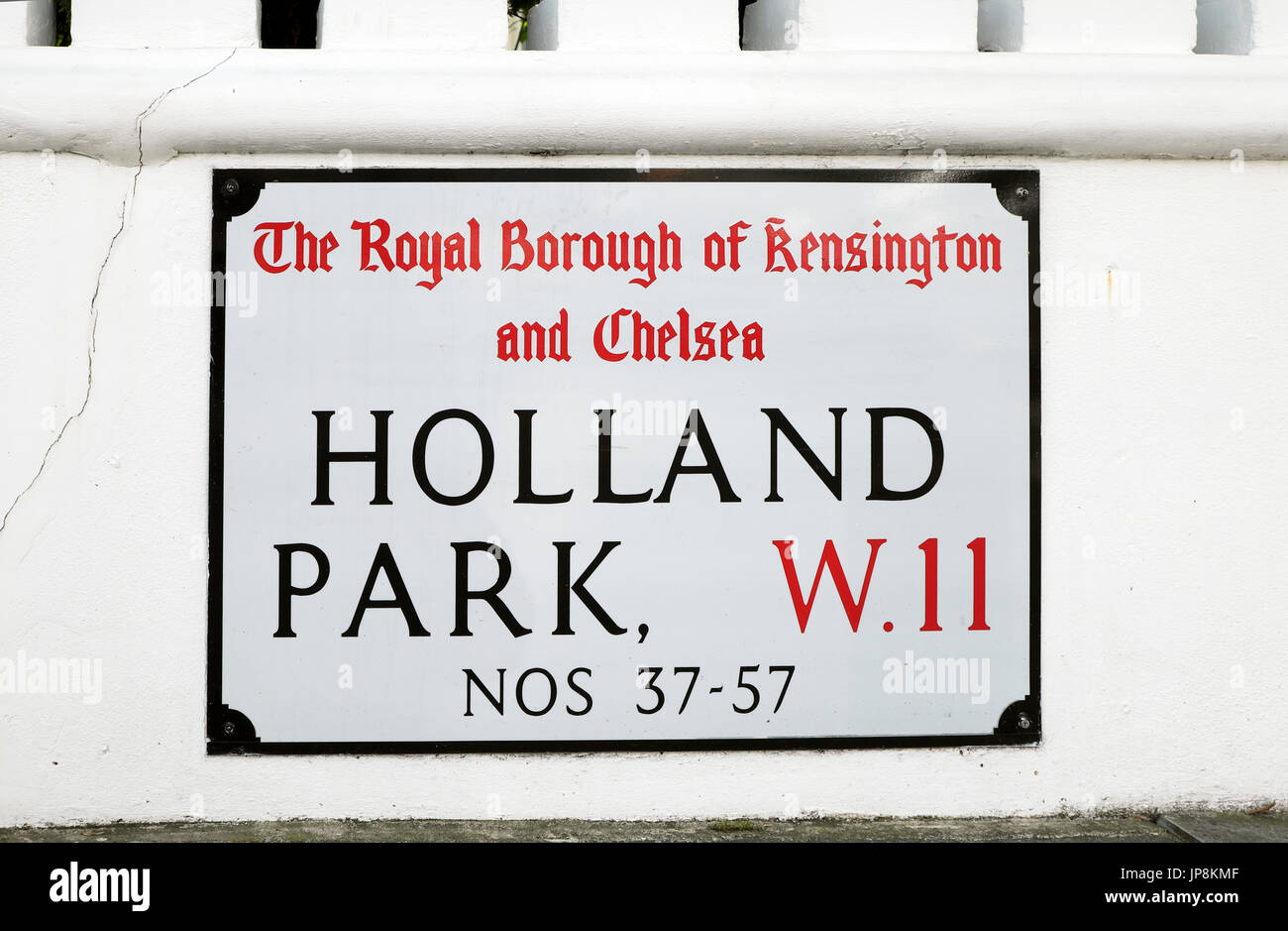 Il Royal Borough di Kensington e Chelsea Holland Park W11 strada segno nel West London W11 England Regno Unito KATHY DEWITT Foto Stock