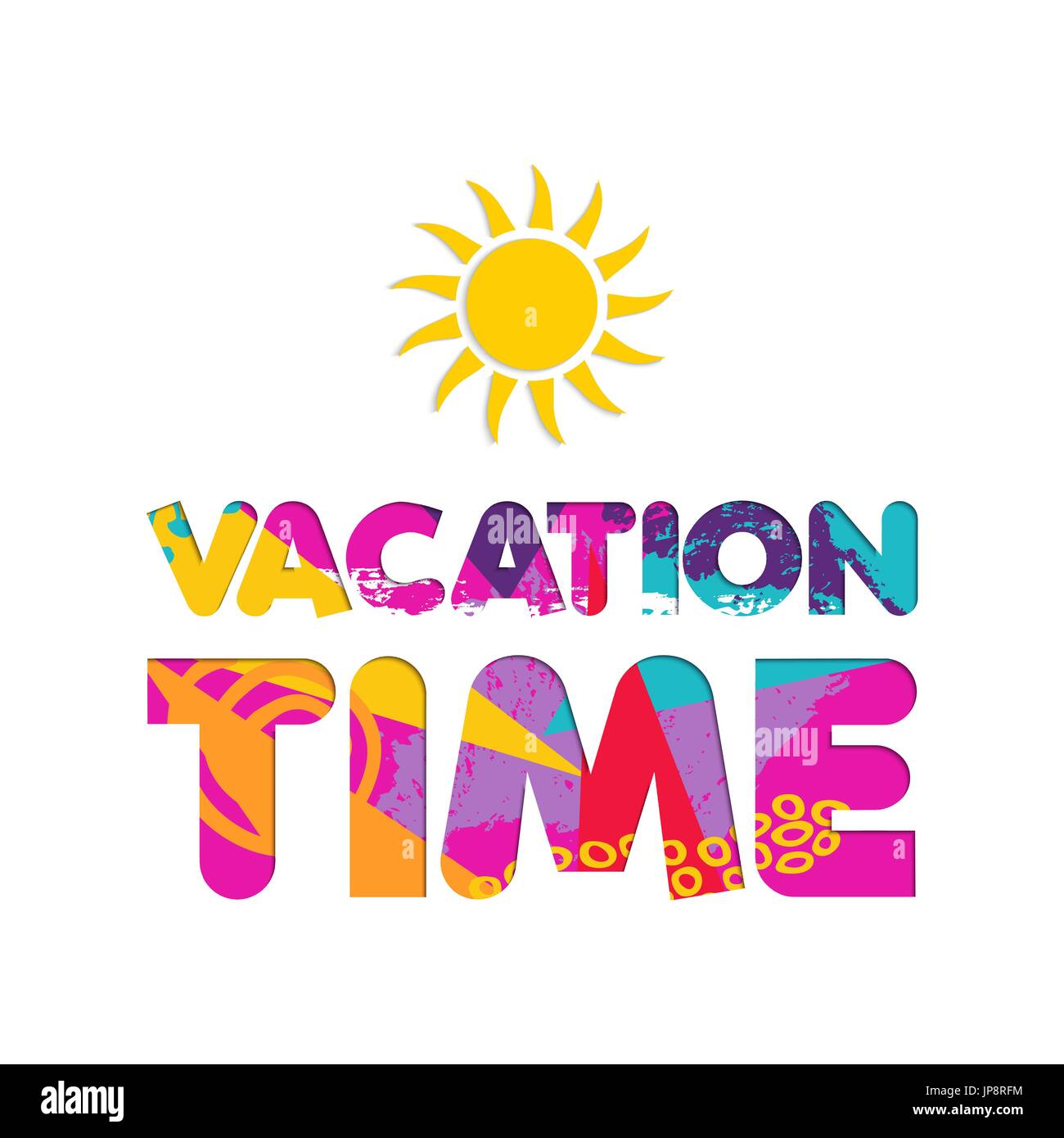 La vacanza estiva preventivo con sun icona nella carta tagliata stile. Vacanza meravigliosa tipografia segno. EPS10 vettore. Illustrazione Vettoriale