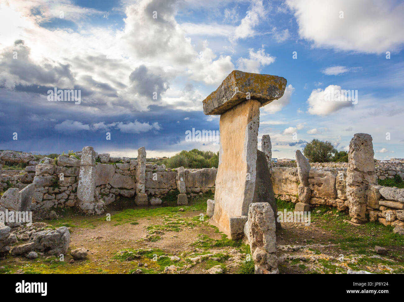 Spagna Isole Baleari, Minorca, Trepuco resti preistorici, taula, Foto Stock