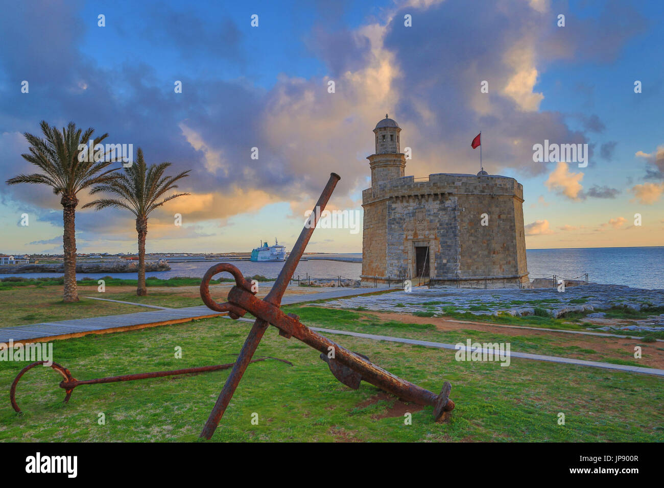 Isole Baleari Spagna, Minorca, Ciutadella City, Ciutadella Porto Sant Nicolau Castello, Foto Stock