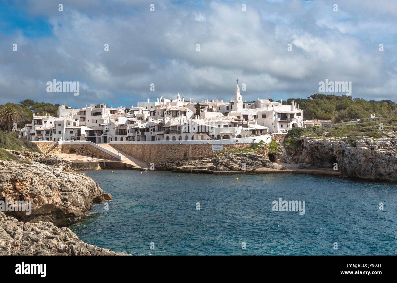 Isole Baleari Spagna, Minorca, Binibeca vecchio villaggio di pescatori Foto Stock