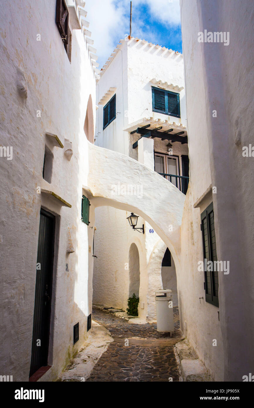 Isole Baleari Spagna, Minorca, Binibeca vecchio villaggio di pescatori Foto Stock