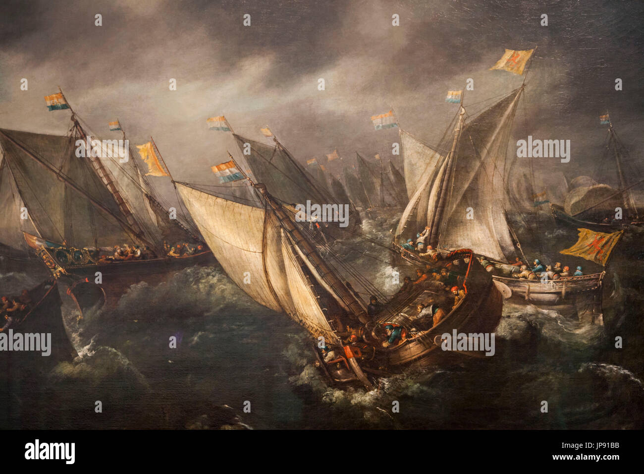 Inghilterra, Londra Greenwich, la Casa della regina, la pittura di yacht olandese Racing di Andries Van Eertvelt Foto Stock