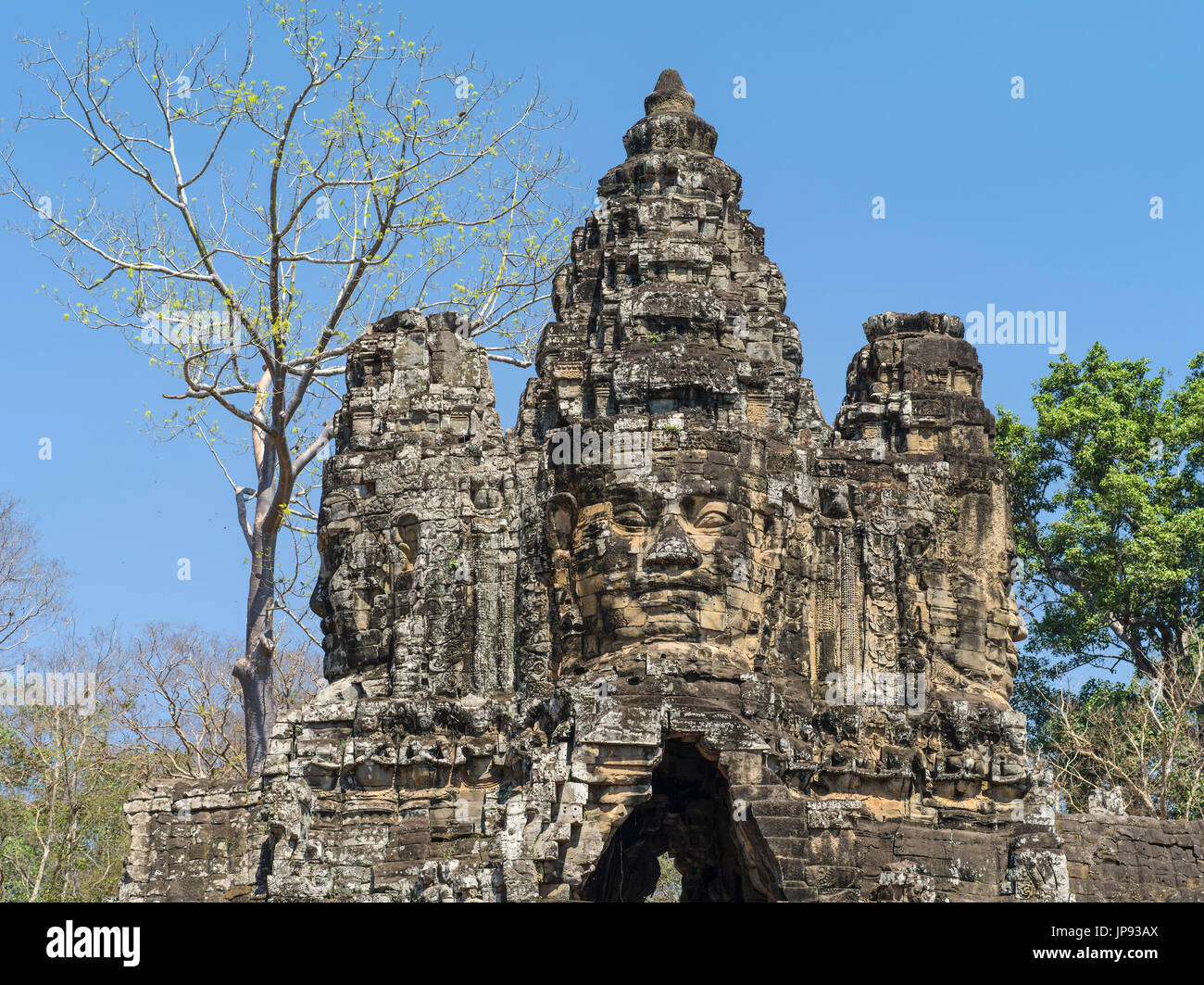 Porta Sud di Angkor Thom, Parco Archeologico di Angkor, Foto Stock