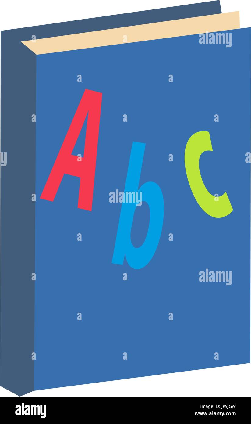 ABC icona a forma di libro, piatta, stile cartoon. Isolato su sfondo bianco. Illustrazione Vettoriale Illustrazione Vettoriale