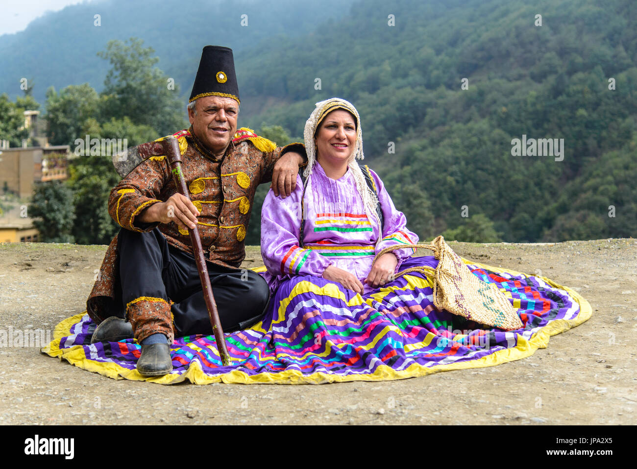 MASOULEH, IRAN - 05 ottobre 2014: Le celebrazioni tradizionali durante l'Eid al-Adha nel villaggio di montagna di Masouleh, Iran settentrionale Foto Stock