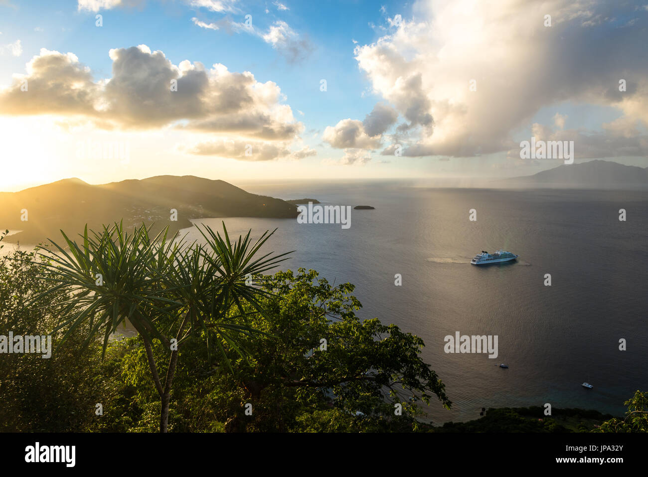 Isola di Santi durante il tramonto, Guadalupa Foto Stock