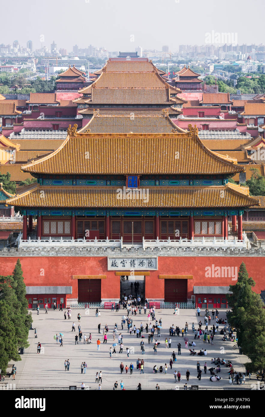 Cina, Pechino, la città di Forbiden, Gate di prodezza Dibine dal Parco Jingshan Foto Stock