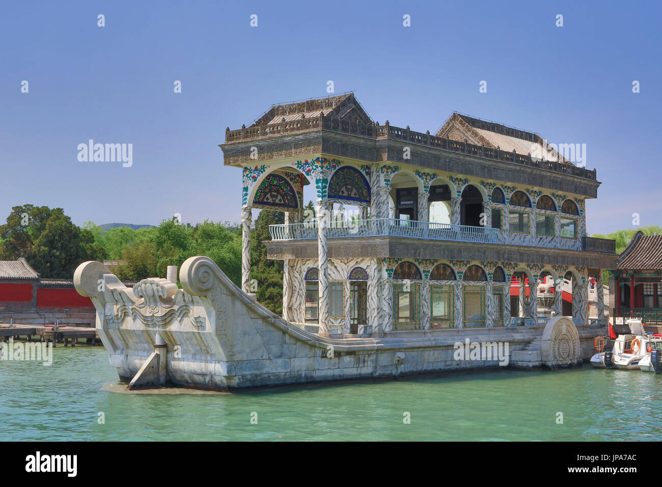 Cina, Pechino, il Palazzo Estivo e la barca di marmo Foto Stock