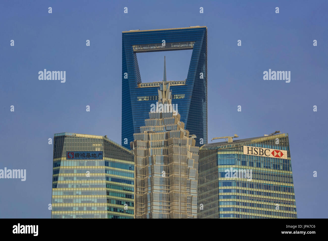 Cina Shanghai City, Jinmao e il World Financial Center Torri Foto Stock
