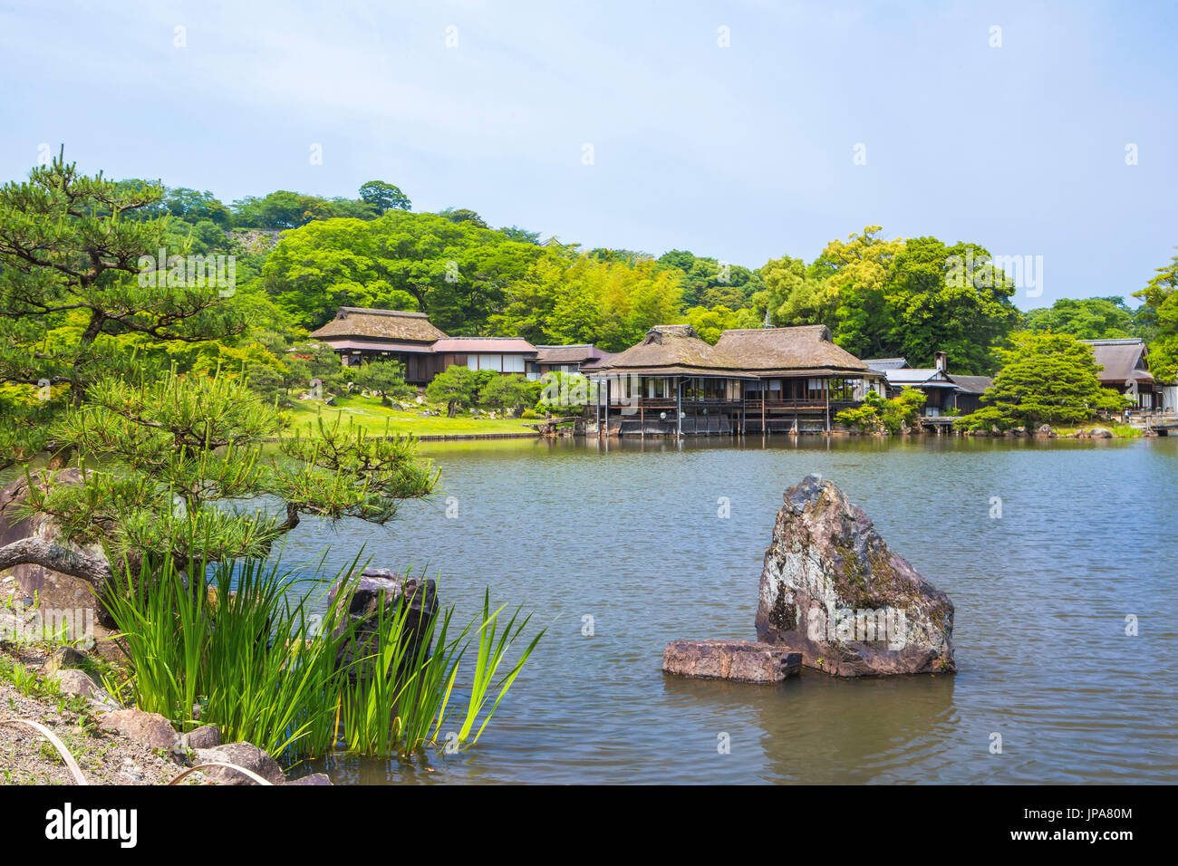 Giappone, Provincia di Shiga, Hikone Città, case da tè Foto Stock