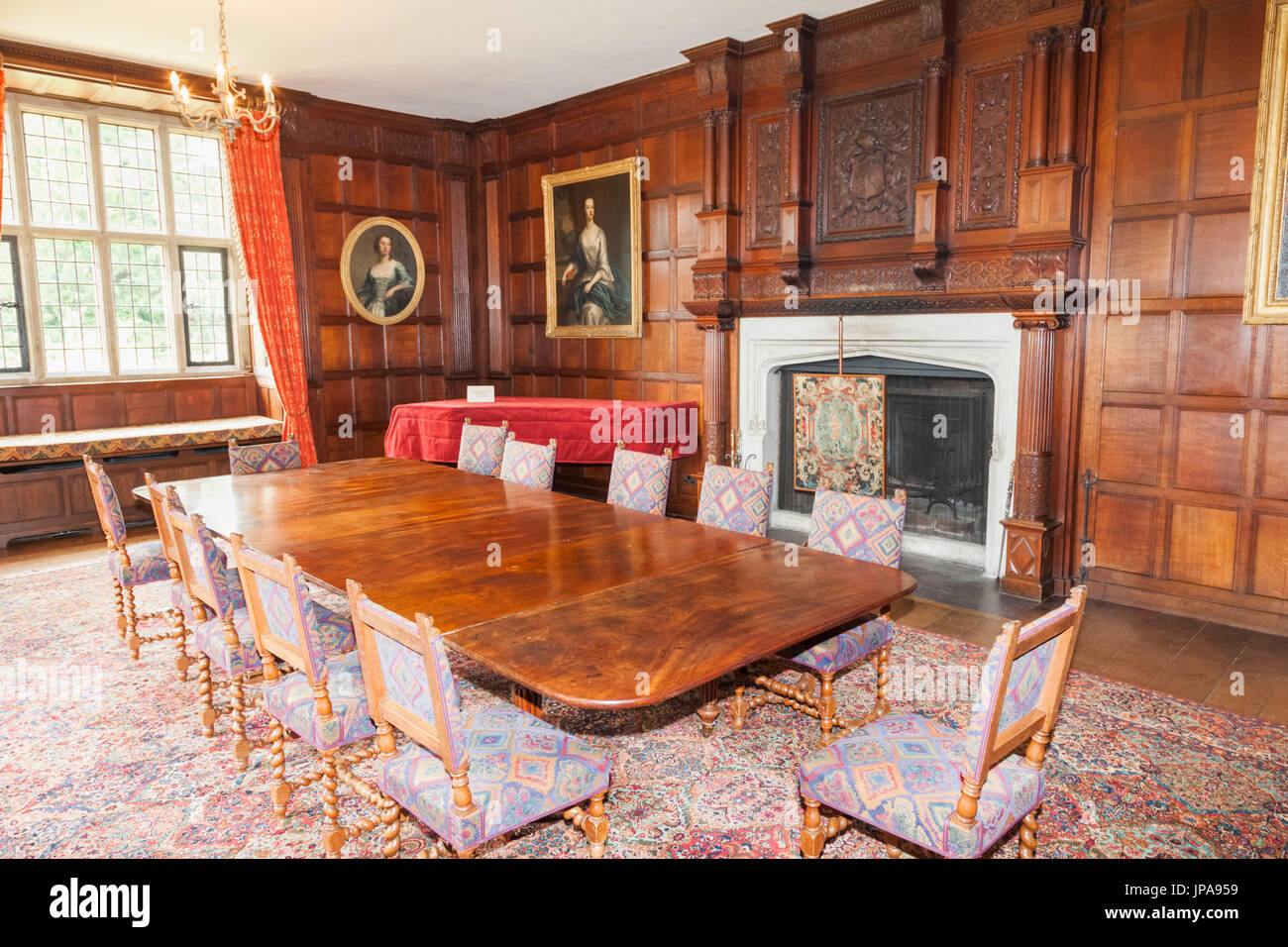 Inghilterra, Hampshire, Chawton, Chawton House Library, una volta a casa di Edward Austen Knight fratello di Jane Austen, la sala da pranzo Foto Stock
