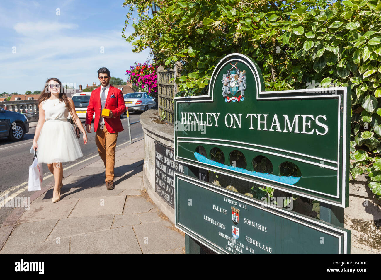 Inghilterra, Oxfordshire, Henley-on-Thames, segno della città Foto Stock