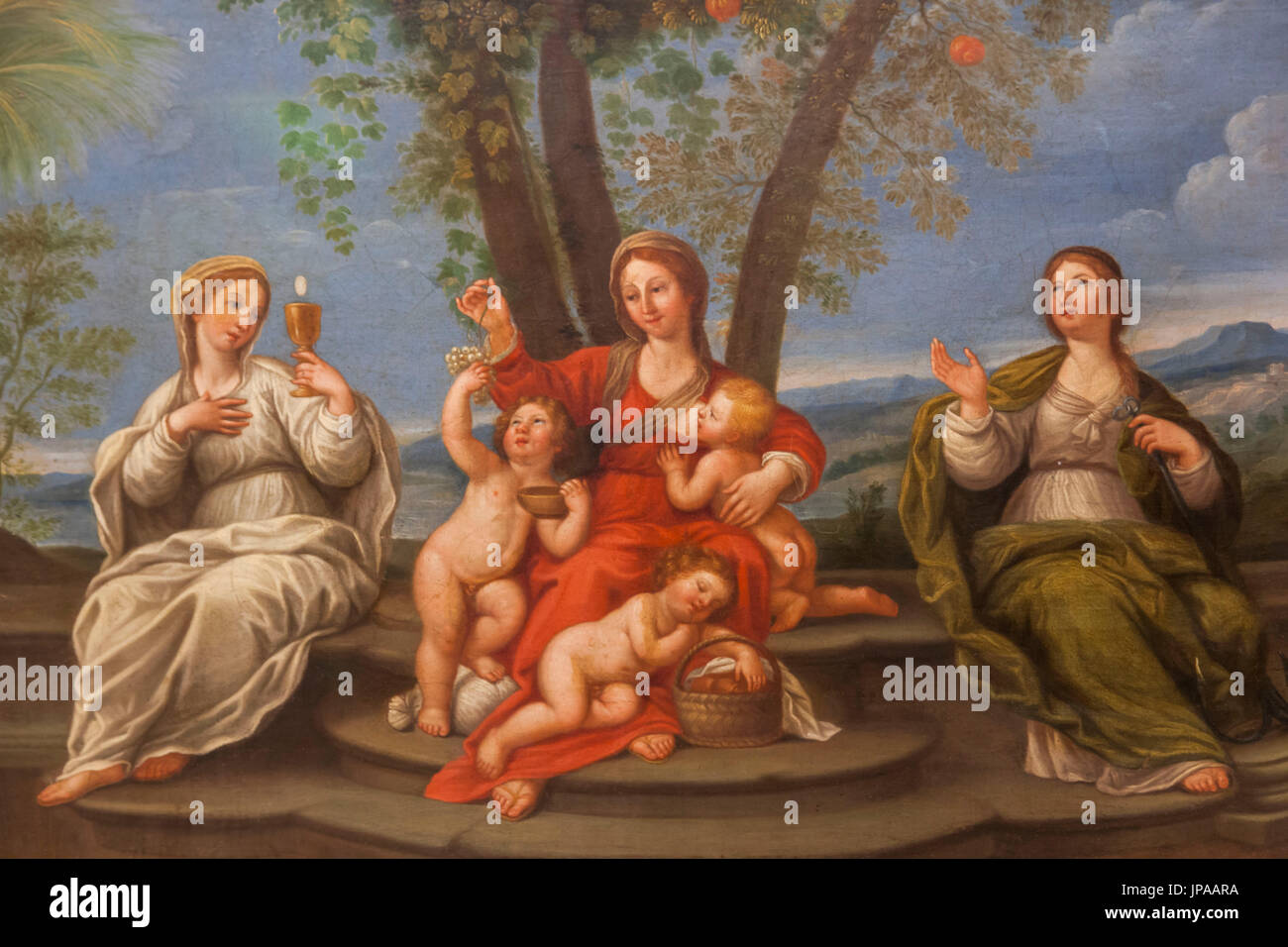 Inghilterra, West Midlands, Birmingham, Birmingham Museum & Art Gallery, la pittura di Fede Speranza e Carità datata 1620 dallo Studio di Francesco Albani Foto Stock