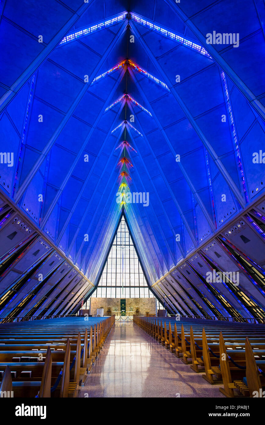 La Cappella del Cadet, U. S. Air Force Academy, Colorado Springs, Colorado, STATI UNITI D'AMERICA Foto Stock