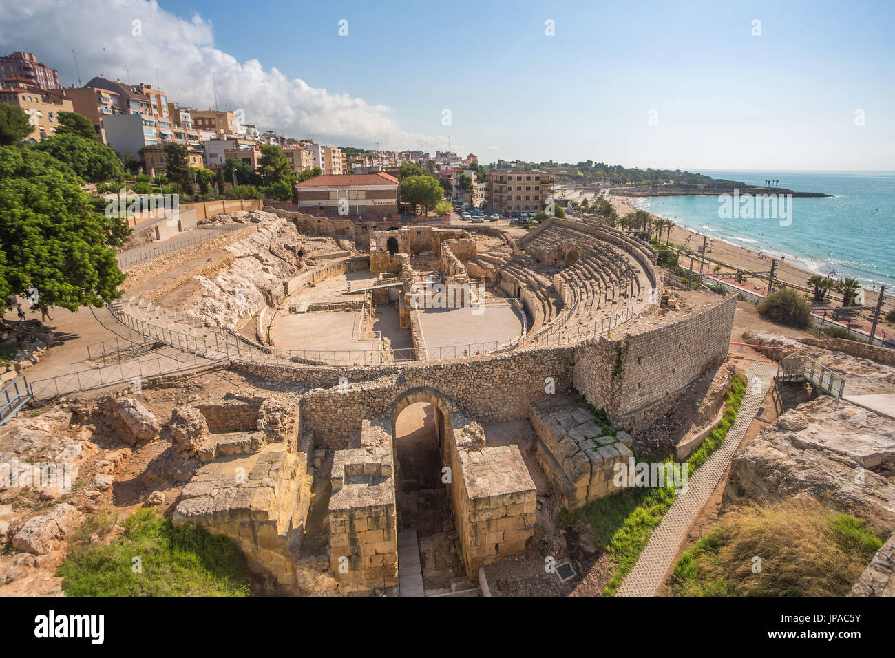 In Spagna, in Catalogna, città di Tarragona, Anfitheater romano, patrimonio mondiale dell UNESCO Foto Stock